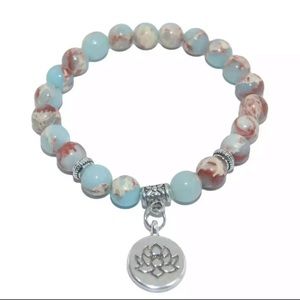 Aqua Terra Jasper Bracelet lotus Charm